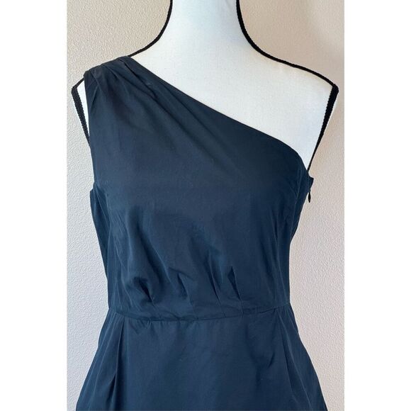 NWOT J.Crew One Shoulder Dark Blue Silk Blend Lined Cocktail Dress With Pockets - Picture 2 of 9